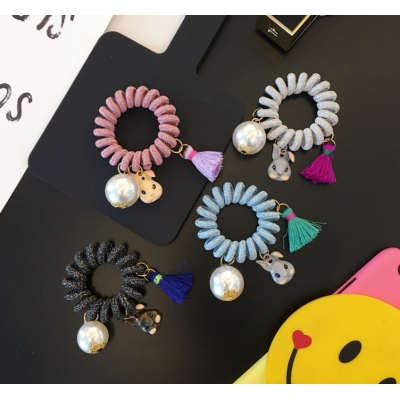 Color telephone phone wire tassel cute rabbit head pearl hair bands
